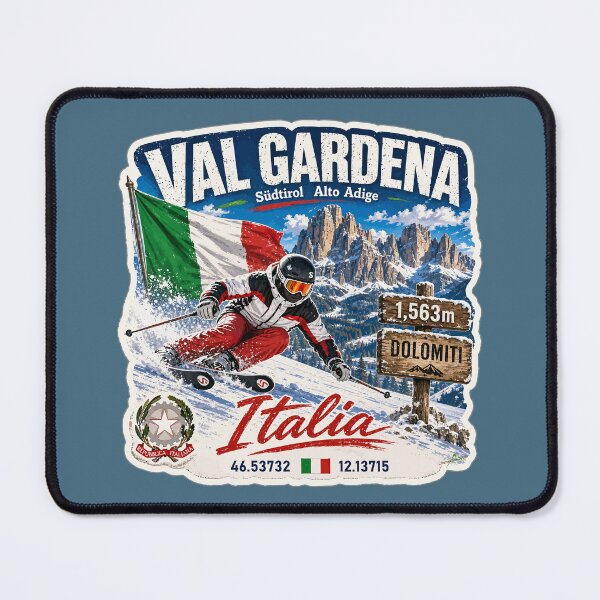 Item preview, Val Gardena Italy Italia Dolomites Ski Skiing Sticker TShirt 06 designed and sold by OuterShellUK.