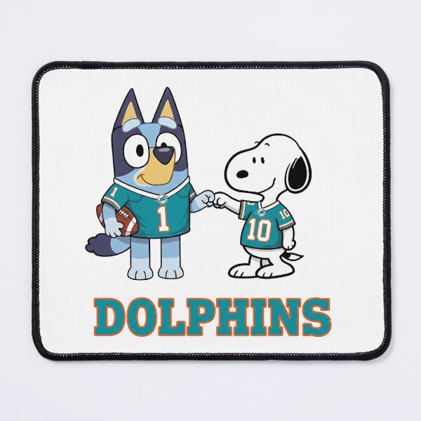 Item preview, Bluey And Snoopy Miami Dolphins Football Buddies designed and sold by DamianRoy88.