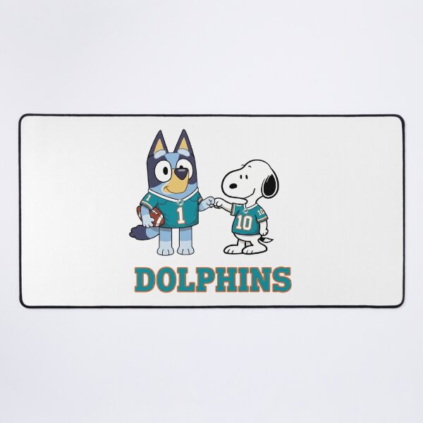 Item preview, Bluey And Snoopy Miami Dolphins Football Buddies designed and sold by DamianRoy88.