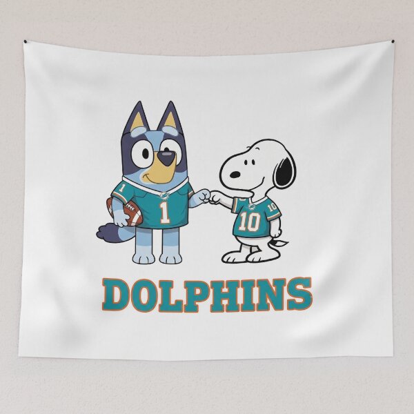 Item preview, Bluey And Snoopy Miami Dolphins Football Buddies designed and sold by DamianRoy88.