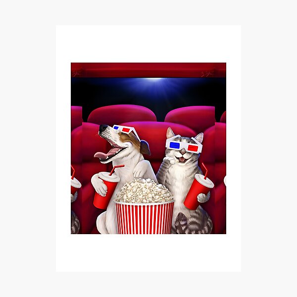 Item preview, Cute Dog and Cat Watching Movies Together Cozy Design designed and sold by sobia sajjad.