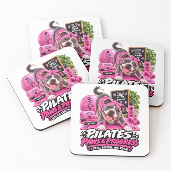 Item preview, Pilates Paws & Progress - Cute Dog Yoga Pilates (Stretch, Breathe, Wag, Repeat) designed and sold by PitBullVibes.com.
