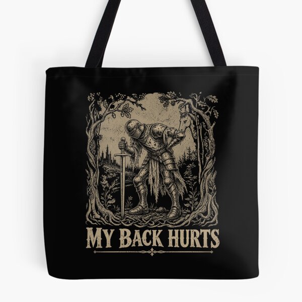 Item preview, My Back Hurts Medieval Knight Funny Getting Old Aging Joke Vintage Woodcut designed and sold by elongatedjazz.