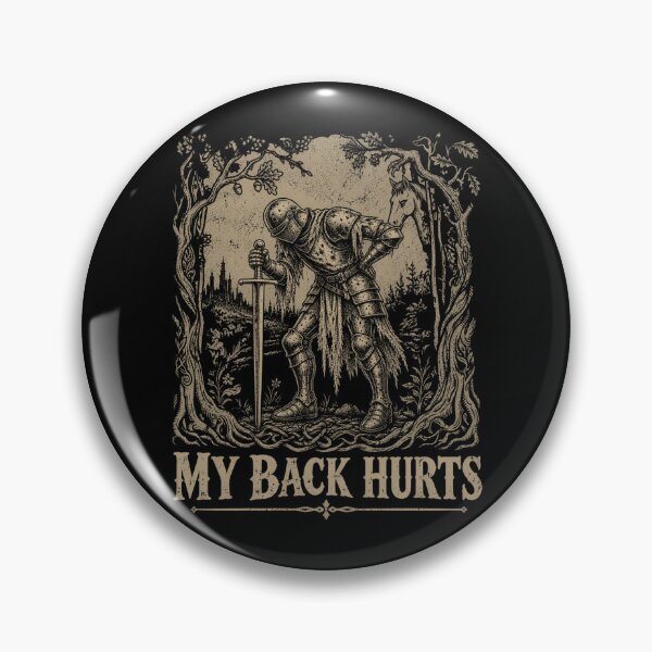 Item preview, My Back Hurts Medieval Knight Funny Getting Old Aging Joke Vintage Woodcut designed and sold by elongatedjazz.