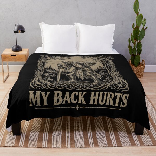 Item preview, My Back Hurts Medieval Knight Funny Getting Old Aging Joke Vintage Woodcut designed and sold by elongatedjazz.