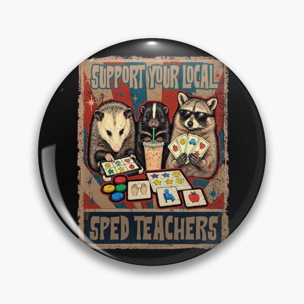 Item preview, Support Your Local Sped Teachers Raccoon Opossum Skunk Retro Special Education designed and sold by schoolofbullies.