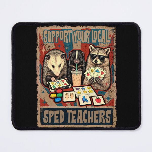 Item preview, Support Your Local Sped Teachers Raccoon Opossum Skunk Retro Special Education designed and sold by schoolofbullies.
