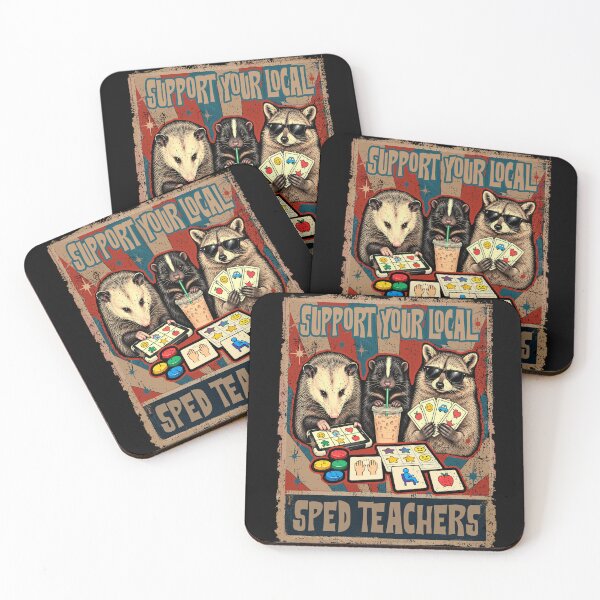 Item preview, Support Your Local Sped Teachers Raccoon Opossum Skunk Retro Special Education designed and sold by schoolofbullies.