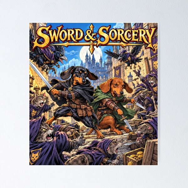 Item preview, Dachshund Sword & Sorcery designed and sold by AlexJester Store .