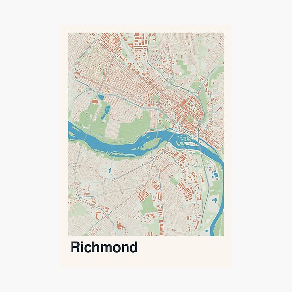 Artikelvorschau, Minimalistische Kartenkunst von Richmond entworfen und verkauft von MapsNerd.