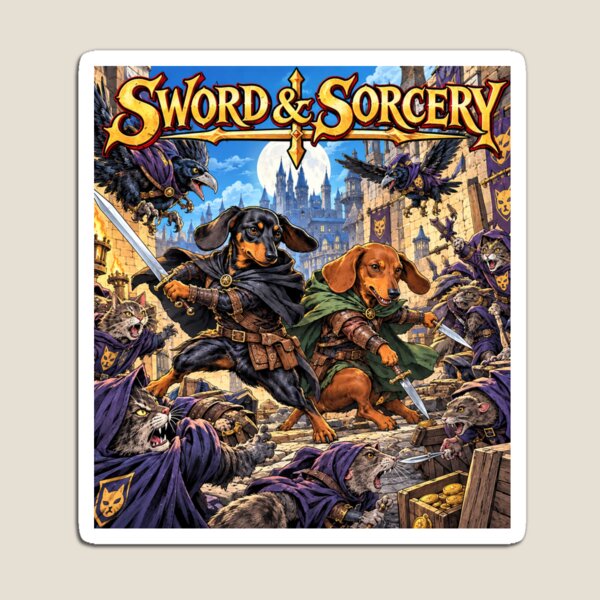 Aperçu de l'œuvre Dachshund Sword & Sorcellerie créée et vendue par AlexJester Store .
