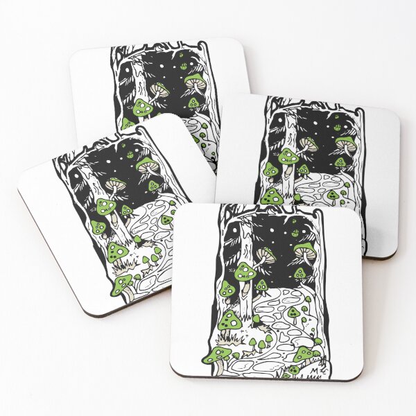 Item preview, Glowing Path Of Mushrooms Enchanted Green Mushroom Forest designed and sold by Lauraacox-Art.