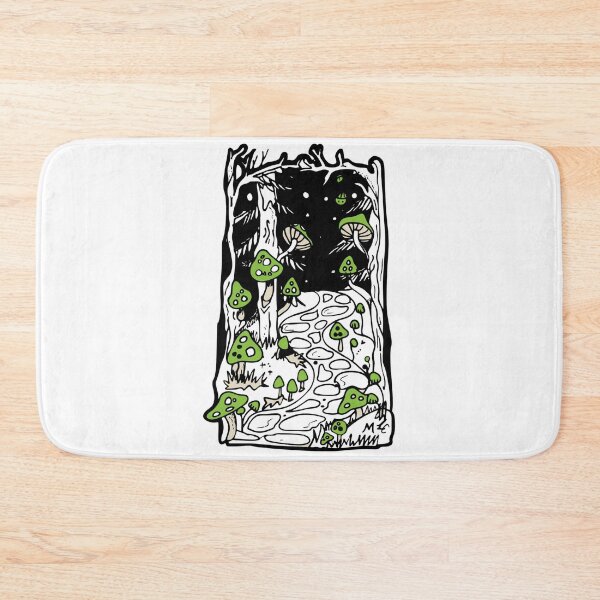 Item preview, Glowing Path Of Mushrooms Enchanted Green Mushroom Forest designed and sold by Lauraacox-Art.