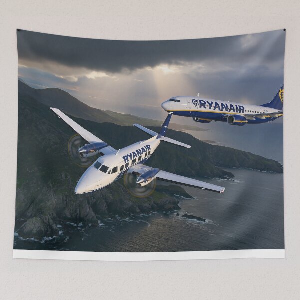 Item preview, Ryanair 737 And Turboprop Storm Skies Illustration designed and sold by Skyframe Aviation.