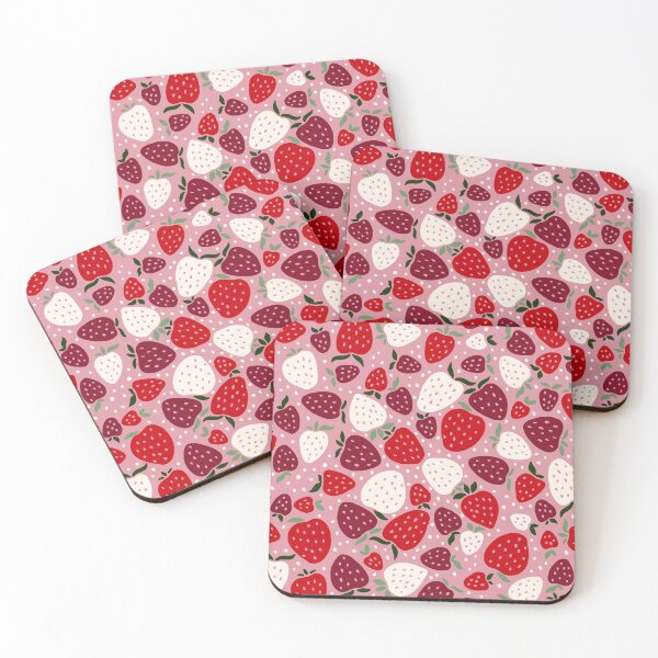 Item preview, Retro Strawberries on Dusty Pink with Red Burgundy and Ivory designed and sold by Nobody Shadow Art.