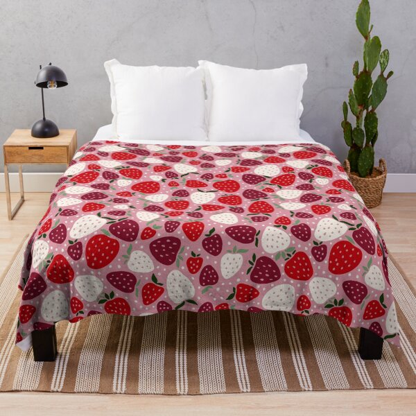 Item preview, Retro Strawberries on Dusty Pink with Red Burgundy and Ivory designed and sold by Nobody Shadow Art.