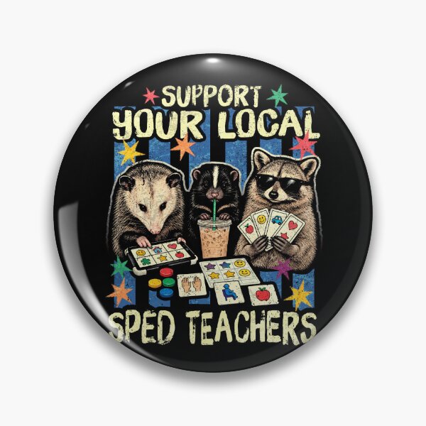 Item preview, Support Your Local Sped Teachers Raccoon Opossum Skunk Retro Special Education designed and sold by schoolofbullies.