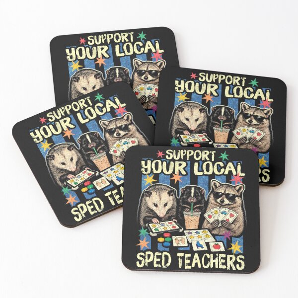 Item preview, Support Your Local Sped Teachers Raccoon Opossum Skunk Retro Special Education designed and sold by schoolofbullies.