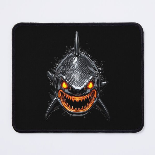 Item preview, Cybernetic Great White Shark - Amber Glow & Carbon Fiber Techwear Emblem designed and sold by Shift-Bloom.