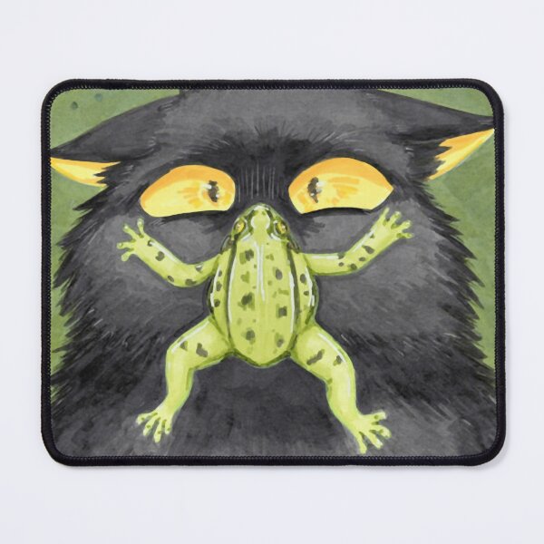 Item preview, Unexpected Amphibian Encounter Funny Cat Green Frog Graphic designed and sold by KabuzzleDesigns.