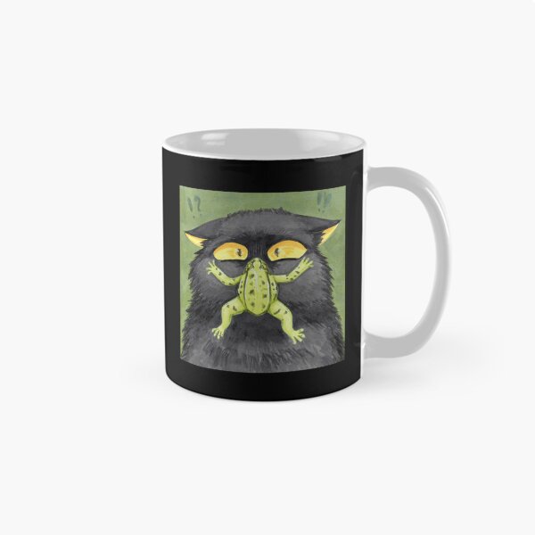 Item preview, Unexpected Amphibian Encounter Funny Cat Green Frog Graphic designed and sold by KabuzzleDesigns.