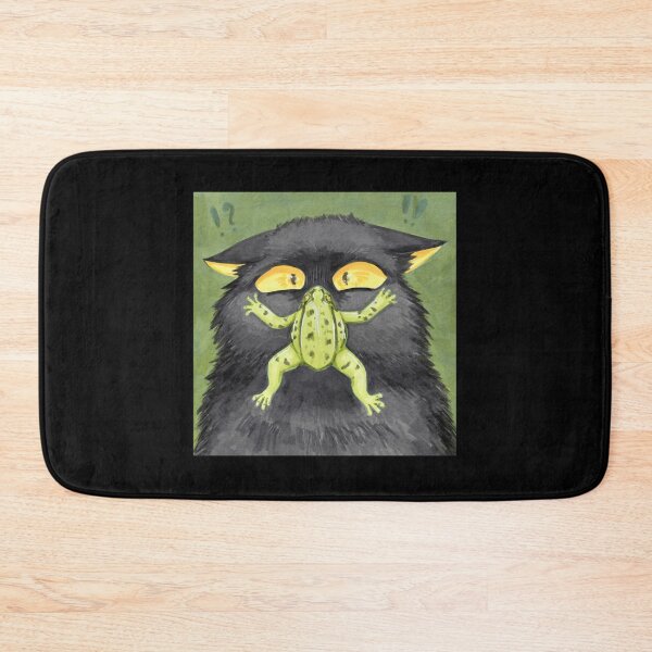 Item preview, Unexpected Amphibian Encounter Funny Cat Green Frog Graphic designed and sold by KabuzzleDesigns.