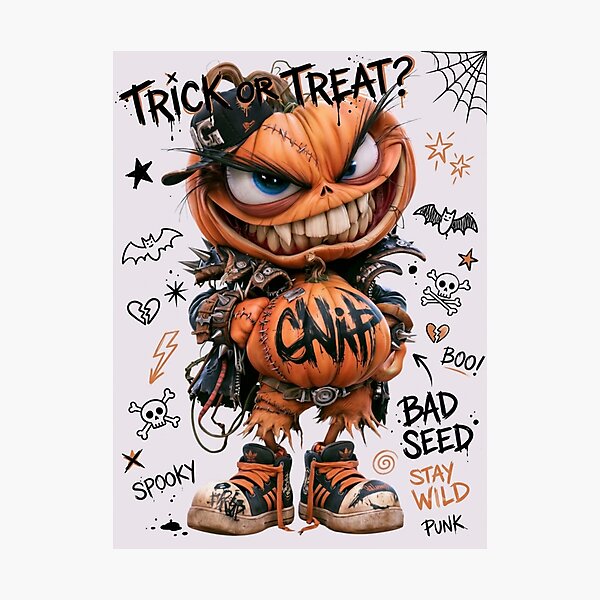 Item preview, PUMP‑GN4R W1LD‑BL4ST: The Bad‑Seed Punk Running Full Spooky‑Lore Voltage designed and sold by Print Fiction.