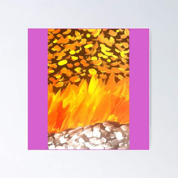 Item preview, Fiery Orange Forest Canopy Golden Foliage Painting designed and sold by CosmicStatic.