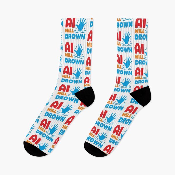 Item preview, AI WILL DROWN - STICKER, AI, IT, INFORMATIVE, TYPOGRAPHY, WARN, CARE designed and sold by 440CREATIVES.