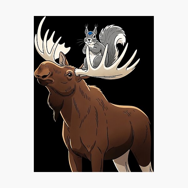 Item preview, Realistic Moose & Cartoon Squirrel Funny Contrast Tee #8757 designed and sold by shawn-muse.