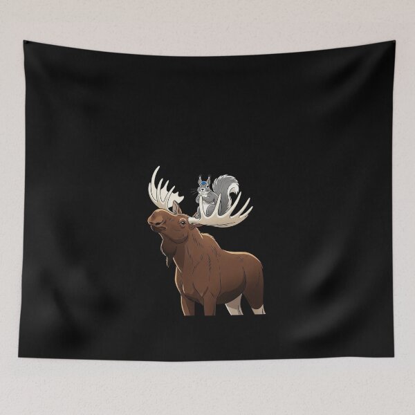 Item preview, Realistic Moose & Cartoon Squirrel Funny Contrast Tee #8757 designed and sold by shawn-muse.