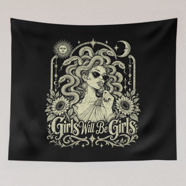 Item preview, Girls Will Be Girls Medusa Vintage Goddess Sunflowers Mythological Greek Art designed and sold by schoolofbullies.