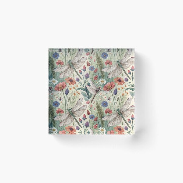 Item preview, Vintage Dragonfly Wildflower Botanical Garden designed and sold by QuietBloom80.