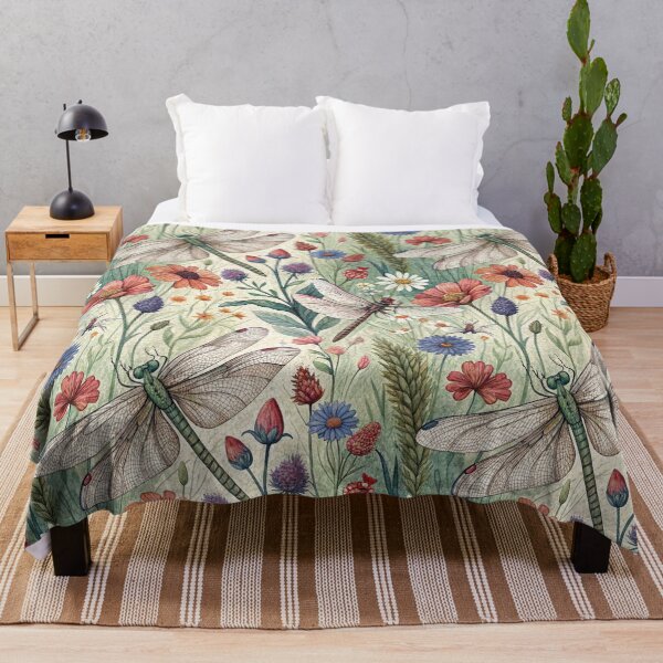 Item preview, Vintage Dragonfly Wildflower Botanical Garden designed and sold by QuietBloom80.
