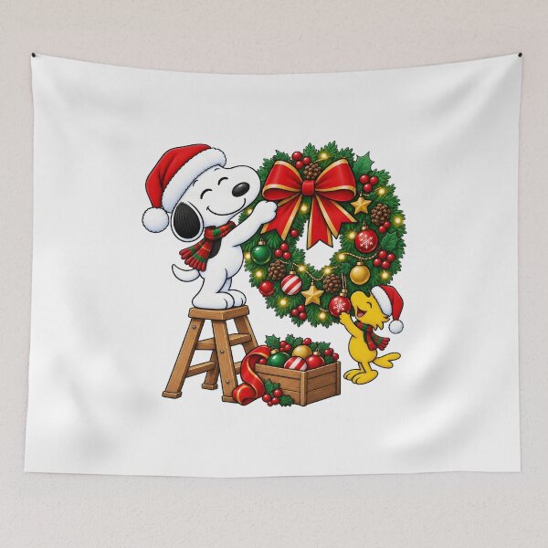 Aperçu de l'œuvre Snoopy & Woodstock Christmas Wreath Decor créée et vendue par Gointhehosesh.