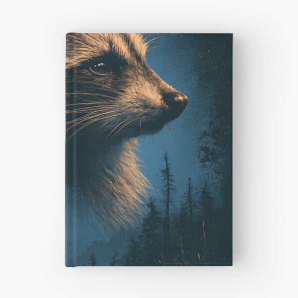 Item preview, Mystical Raccoon Night Forest Moon Stars Wildlife designed and sold by NicolasGlowArt.