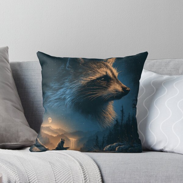 Item preview, Mystical Raccoon Night Forest Moon Stars Wildlife designed and sold by NicolasGlowArt.