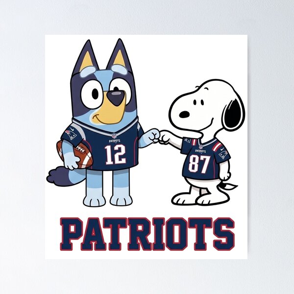 Item preview, Bluey And Snoopy New England  Football Buddies designed and sold by DamianRoy88.