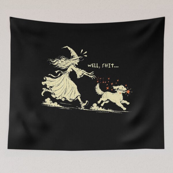 Item preview, Well Shit Vintage Witch Dog Stole Magic Wand Funny Halloween  designed and sold by Ortigzitoun.