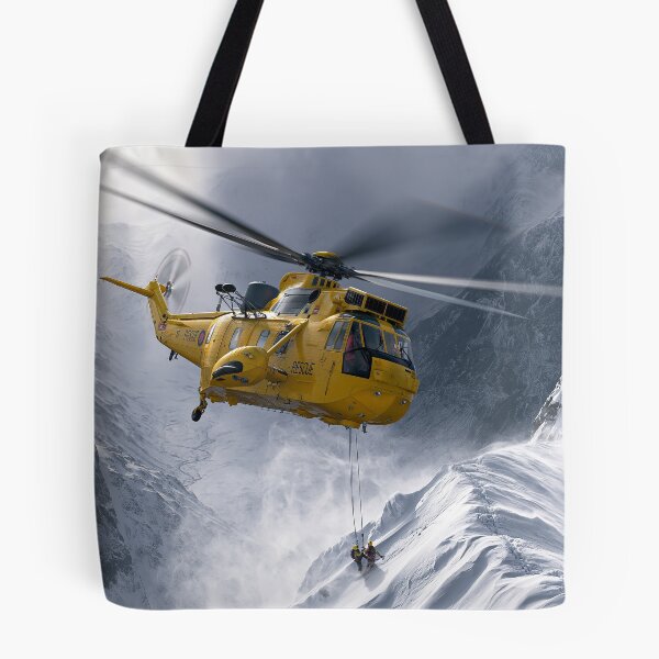 Aperçu de l'œuvre Illustration de sauvetage en haute montagne avec un Sea King de la RAF créée et vendue par Skyframe Aviation.