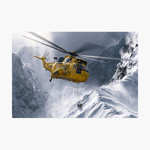 Artikelvorschau, Illustration der RAF Sea King-Hochgebirgsrettung entworfen und verkauft von Skyframe Aviation.