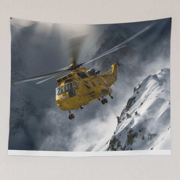 Item preview, RAF Sea King Rescue Over The Peaks Illustration designed and sold by Skyframe Aviation.