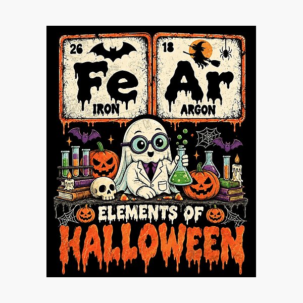 Item preview, Fe Ar Elements of Halloween Science Periodic Table Cute Ghost Chemistry Joke designed and sold by schoolofbullies.