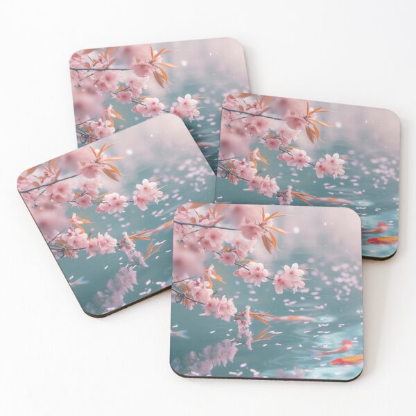 Item preview, Cherry Blossom Aesthetic – Romantic Sakura Landscape with Koi designed and sold by FlowersColorful.