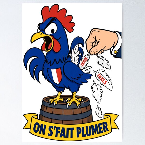 Item preview, The Plucked Rooster - French Tax Humor & Tax Frustration designed and sold by digital.stickerperso.com.