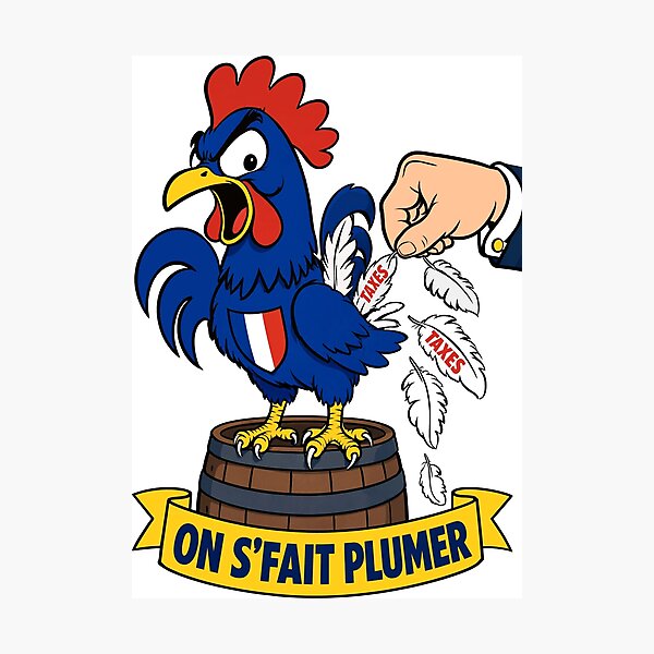 Item preview, The Plucked Rooster - French Tax Humor & Tax Frustration designed and sold by digital.stickerperso.com.