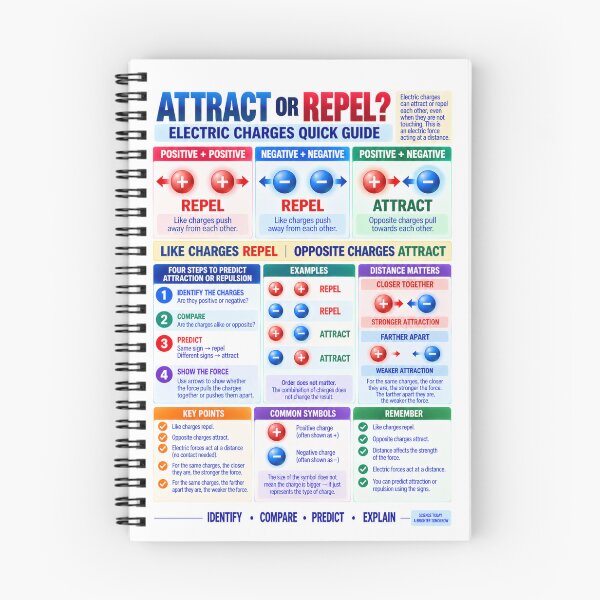 Item preview, Electric Charges Attract or Repel | Positive & Negative Charge Physics Poster designed and sold by astersgraphics.