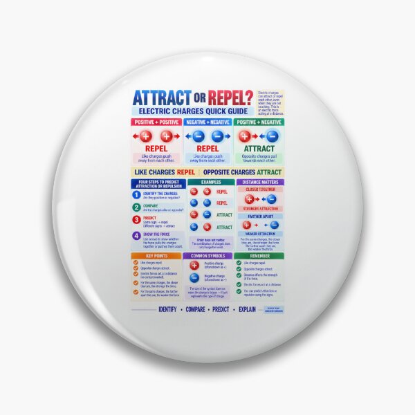 Item preview, Electric Charges Attract or Repel | Positive & Negative Charge Physics Poster designed and sold by astersgraphics.