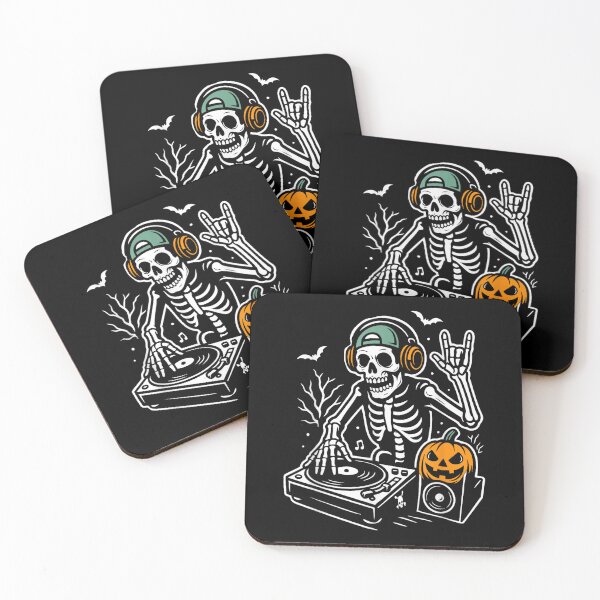 Item preview, pumpking and Skeleton dj Lover for Halloween Spooky Season designed and sold by KatieThomShop.