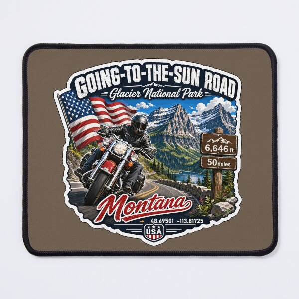 Item preview, Going-to-the-Sun Road Glacier National Park USA Motorcycle RV Car TShirt & Sticker 17 designed and sold by OuterShellUK.